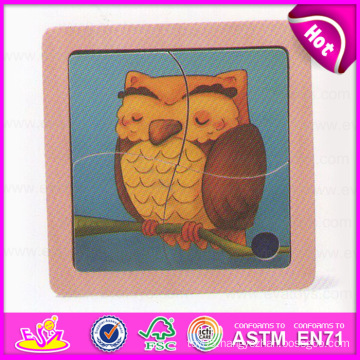 2015 Lovely Owl Deisgn Kids Wooden Puzzle Toy, Children 4 PCS Wooden Animal Puzzles, Promotional Animal Wooden Puzzle Game W14c160